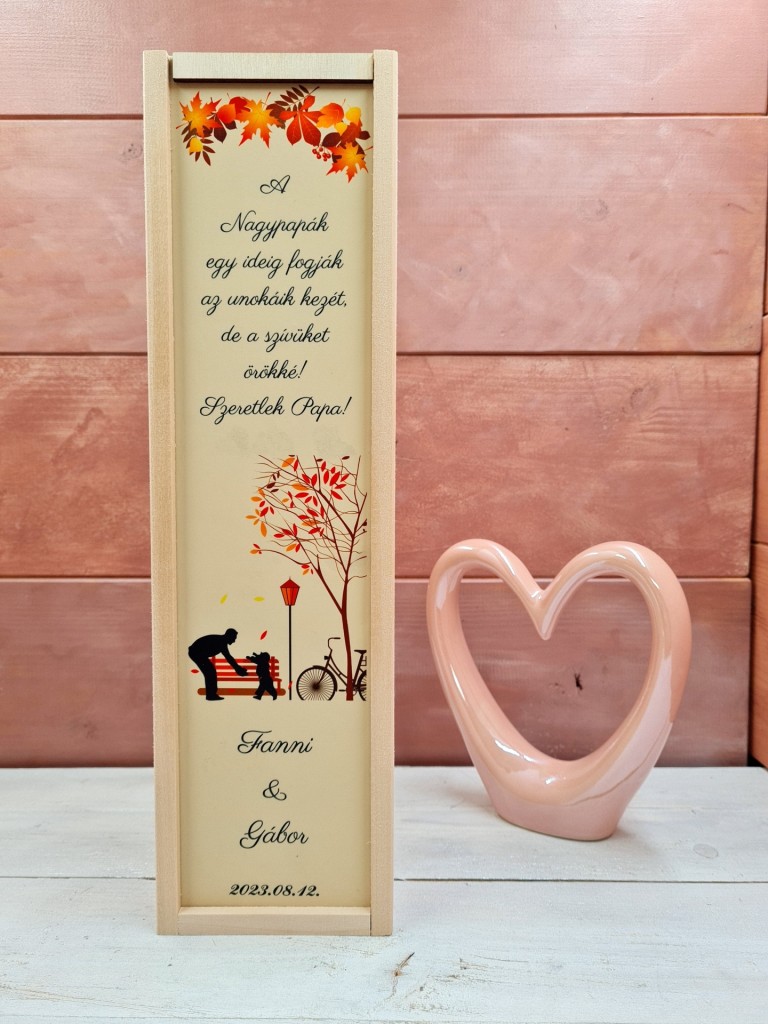 Nagypapának boros nagyszülő köszöntő ajándékdoboz esküvőre
