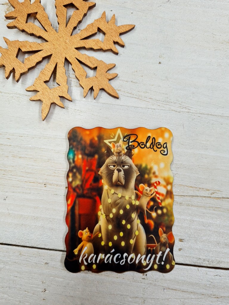 Macska és az egerek karácsonyi hűtőmágnes