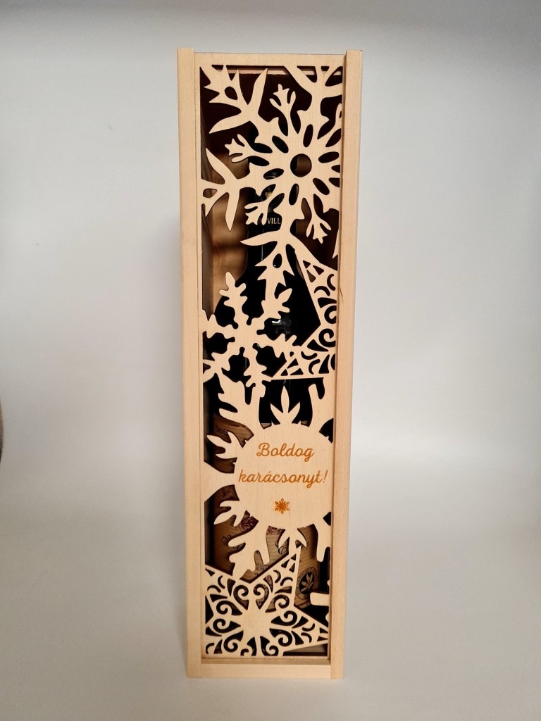 Karácsonyi díszek ajándék boros doboz karácsonyra