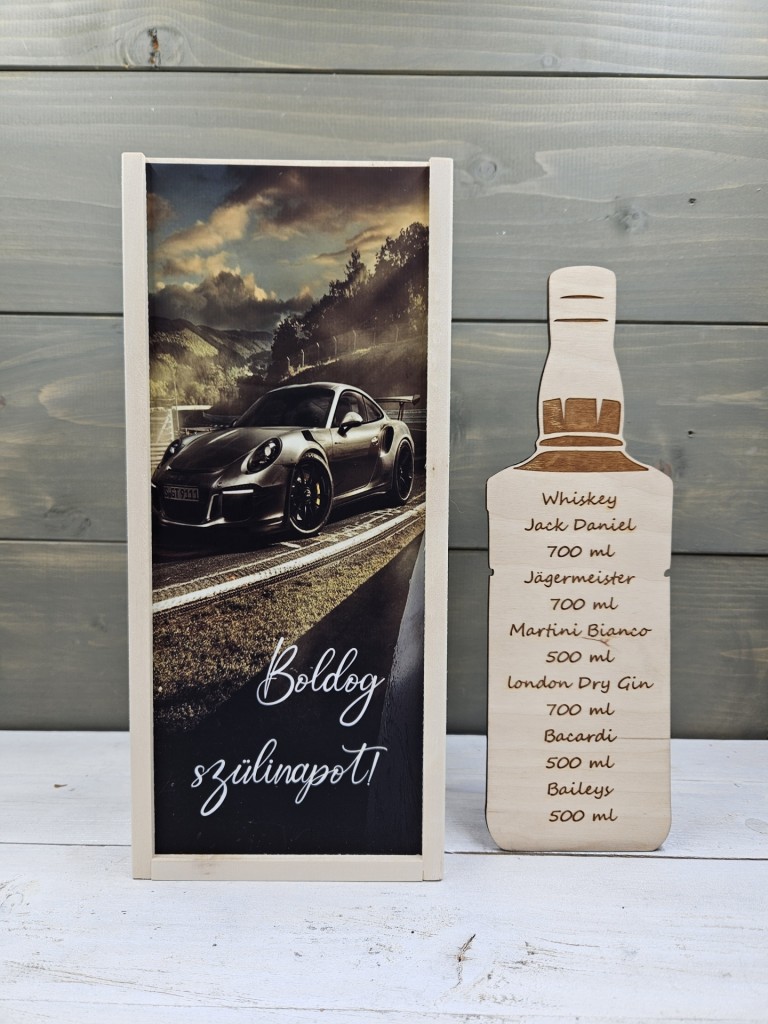 Férfiálom egyedi italos ajándék díszdoboz