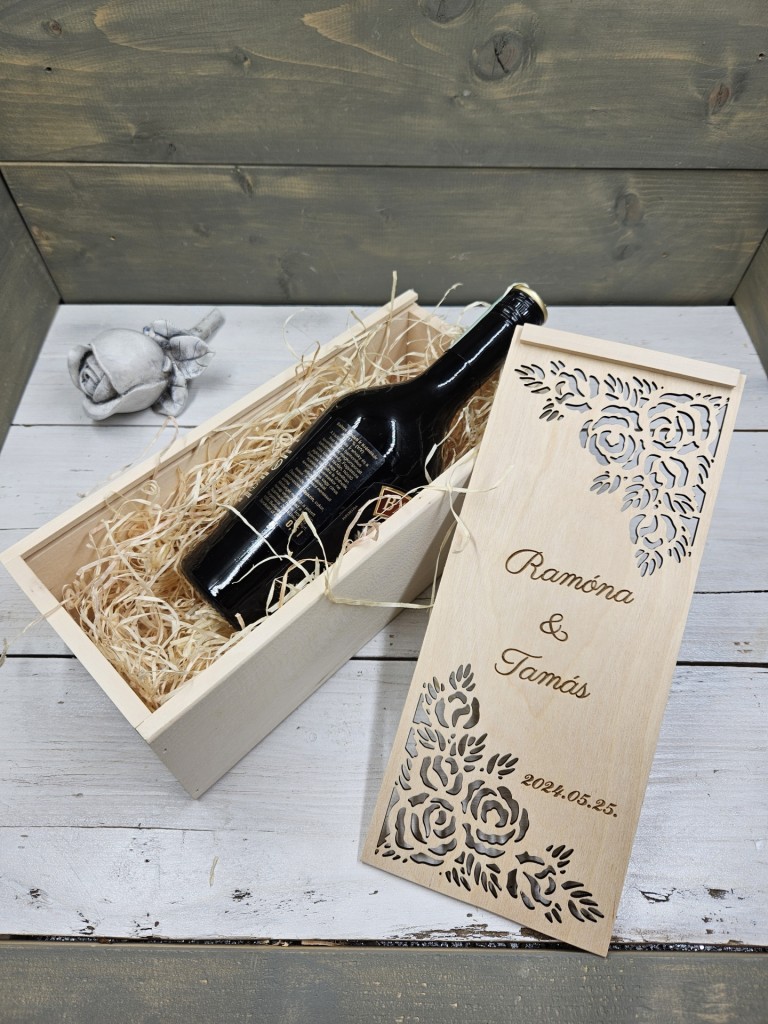 Rózsabokor egyedi italos ajándék díszdoboz