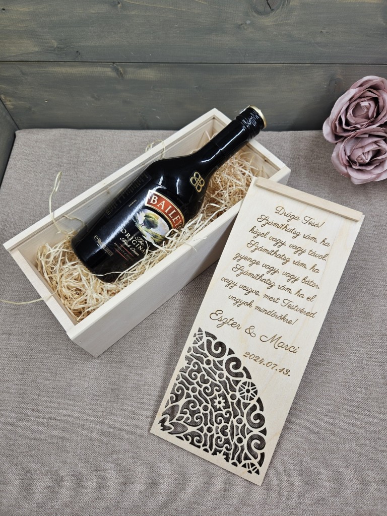 Hullámok esküvői szülőköszöntő italos ajándék díszdoboz