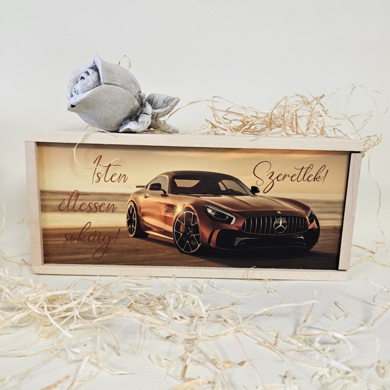 Piros mercedes italos ajándék díszdoboz