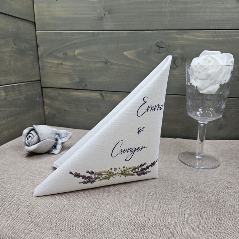 Levendula egyedi esküvői textilhatású szalvéta