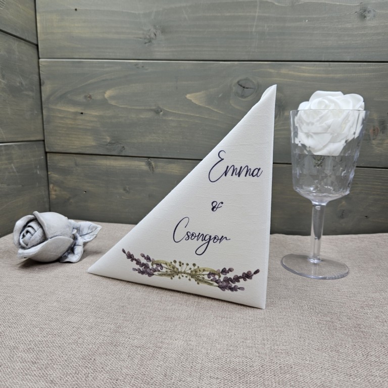Levendula egyedi esküvői textilhatású szalvéta