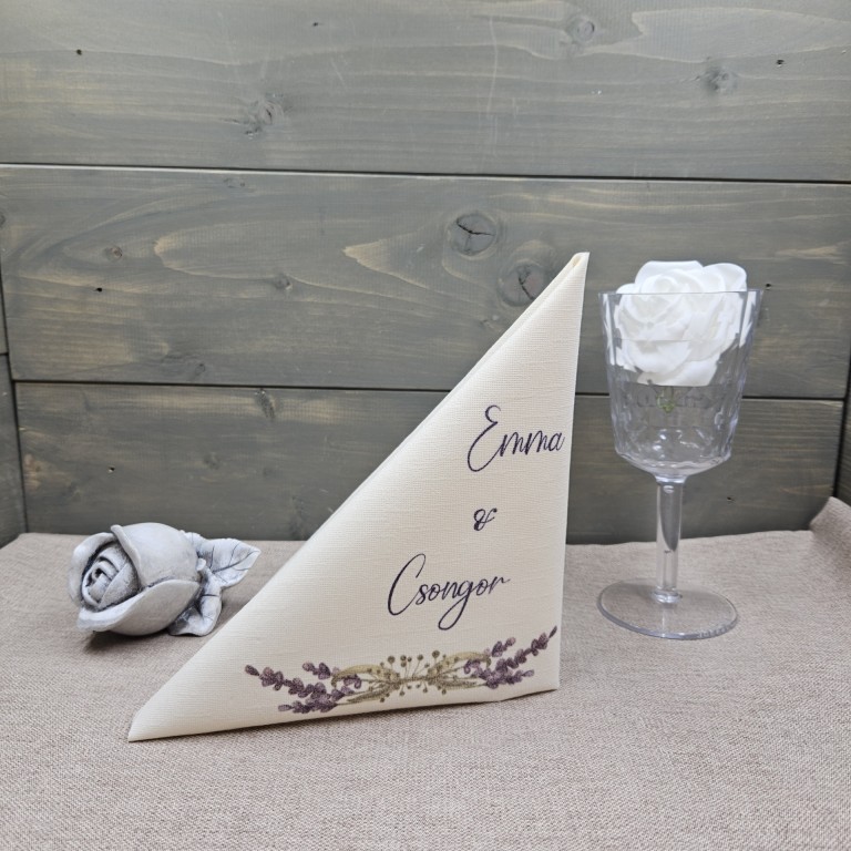 Levendula egyedi esküvői textilhatású szalvéta
