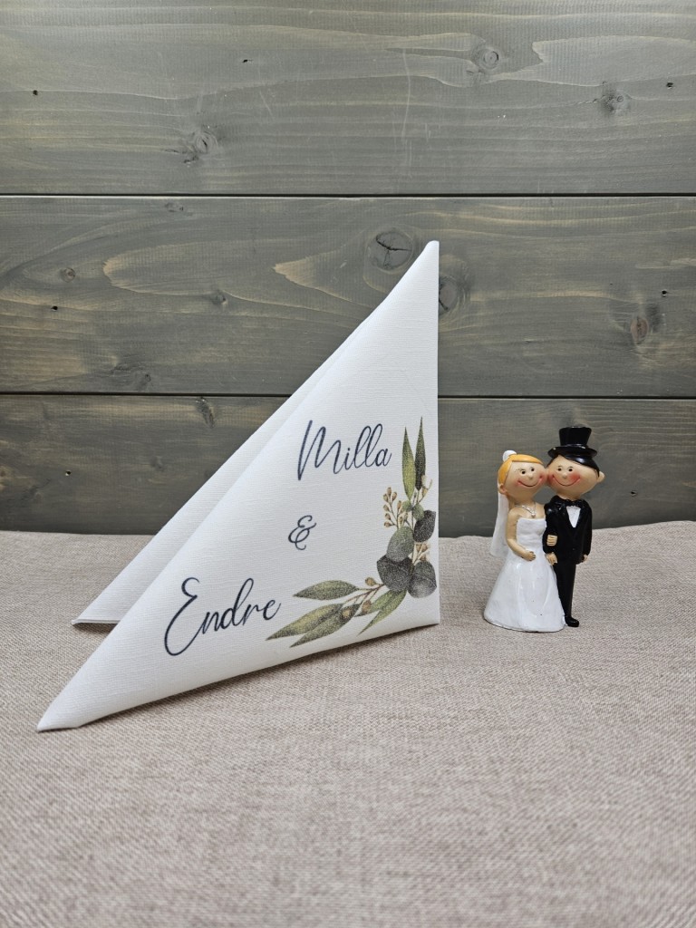 Green wedding egyedi esküvői textilhatású szalvéta