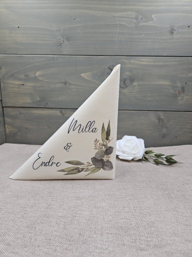 Green wedding egyedi esküvői textilhatású szalvéta