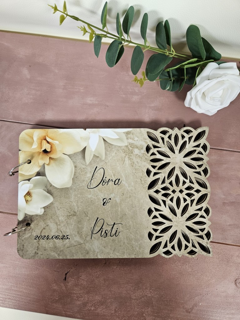 Fehér orchidea esküvői vendég és fotókönyv