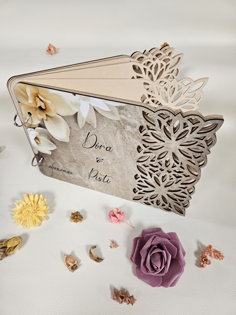 Fehér orchidea esküvői vendég és fotókönyv