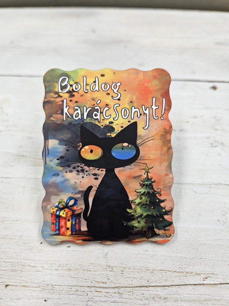 Macskarácsony karácsonyi hűtőmágnes