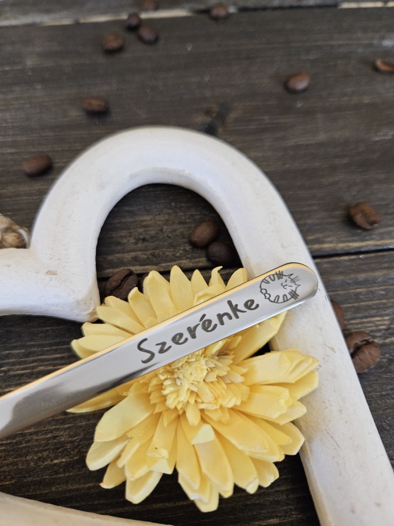 Cicakavalkád ajándék doboz cica mintával gravírozott kiskanalakkal 