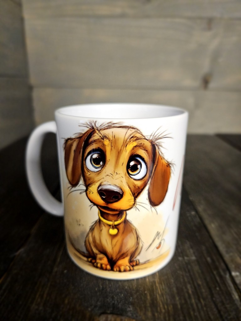 Cuki tacskó fiú mintás bögre 