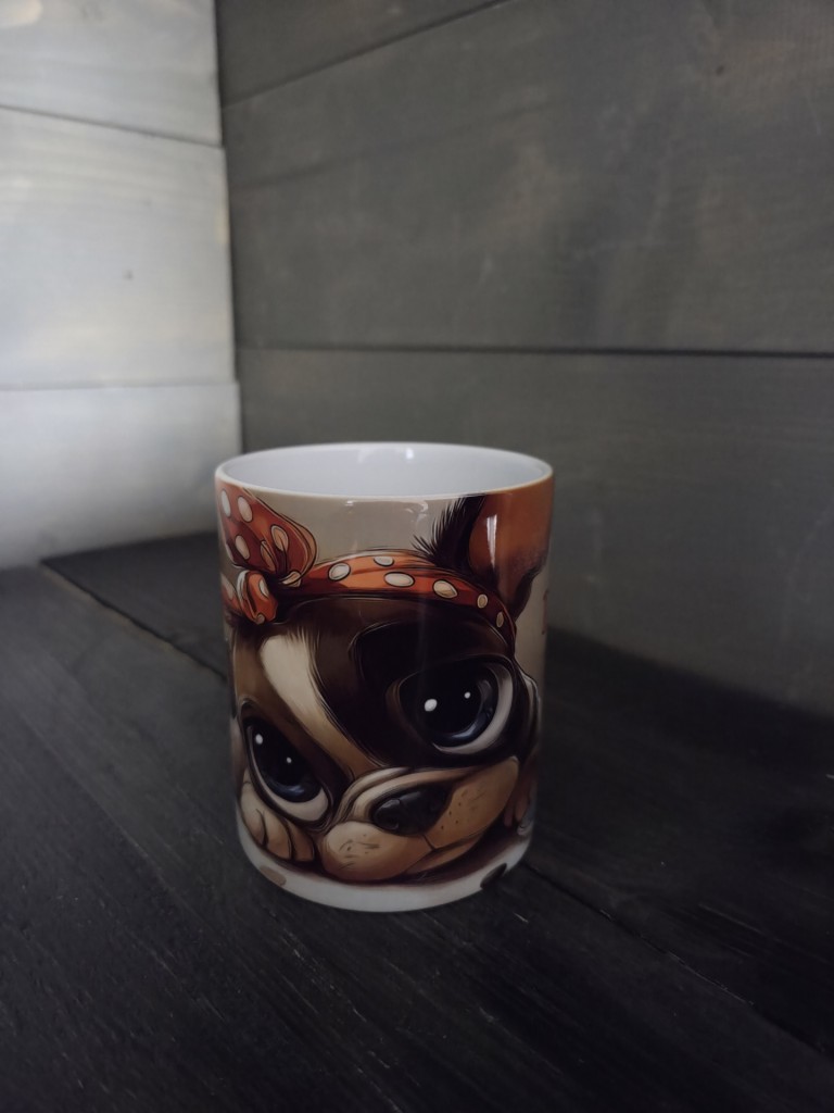 Francia bulldog mintás bögre