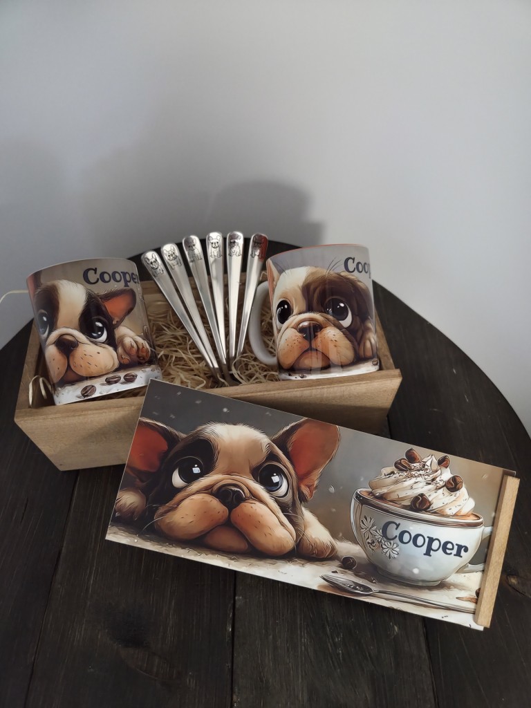 MySweetDog Bulldog bögre és kiskanál szett díszdobozban