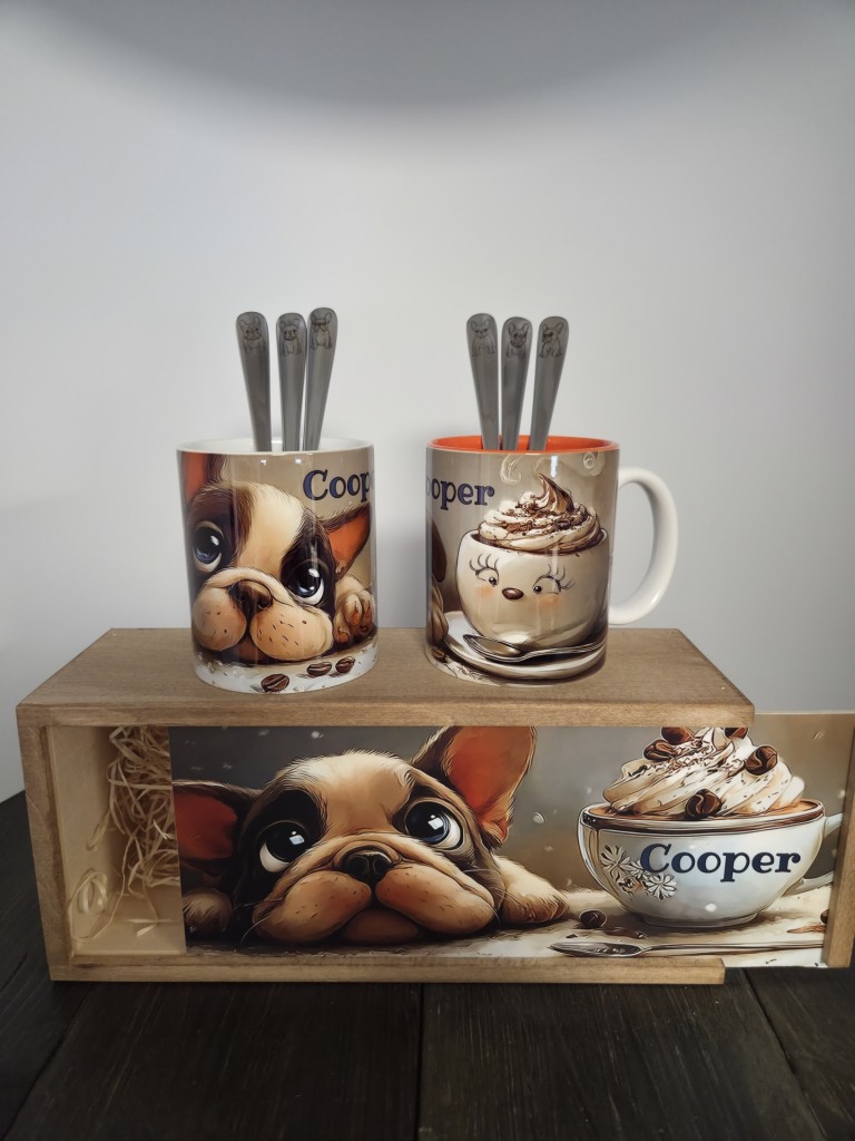 MySweetDog Bulldog bögre és kiskanál szett díszdobozban