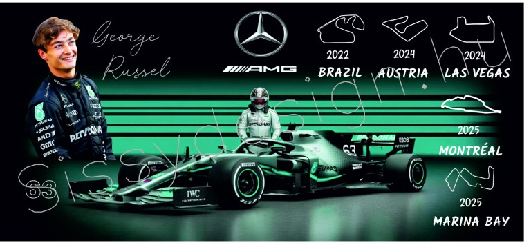 F1 George Russel bögre