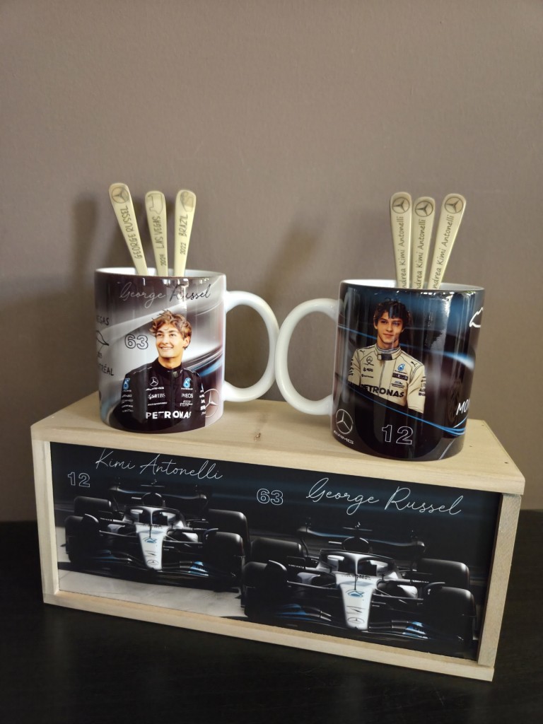 F1 George Russel és Kimi Antonelli Mercedes ajándékcsomag