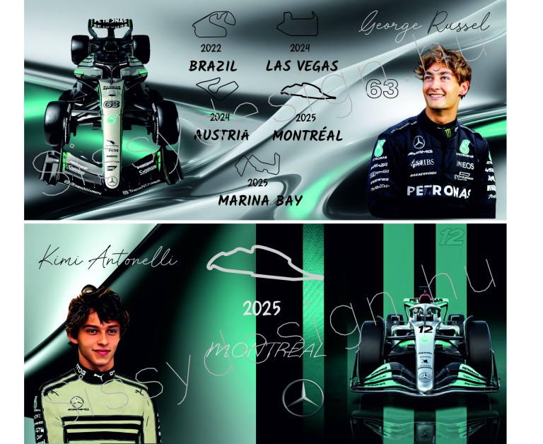 F1 George Russel és Kimi Antonelli Mercedes ajándékcsomag