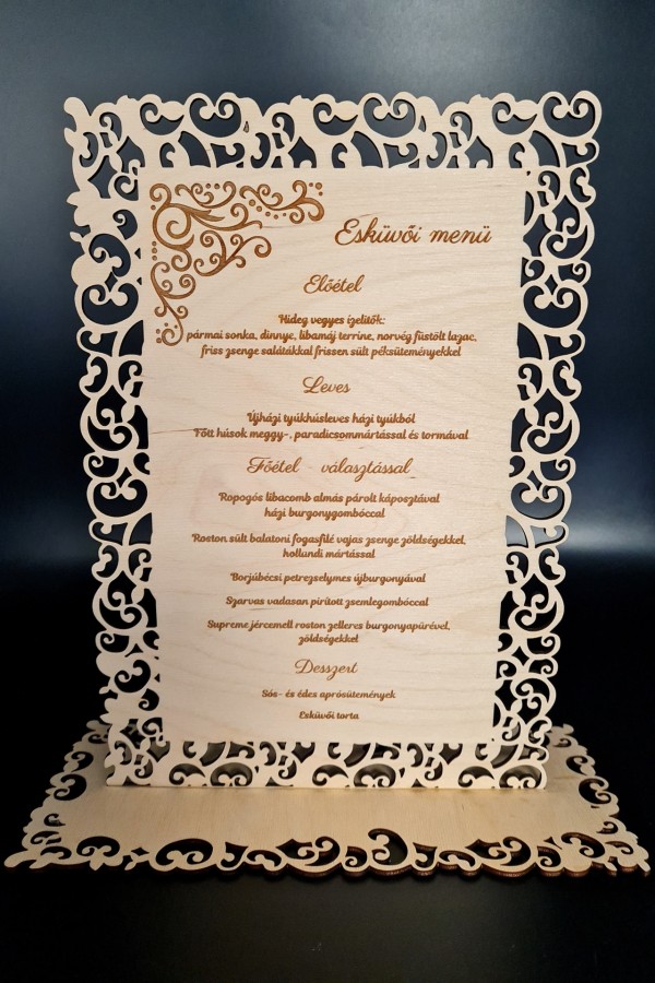 Exkluzív esküvői menü kártya