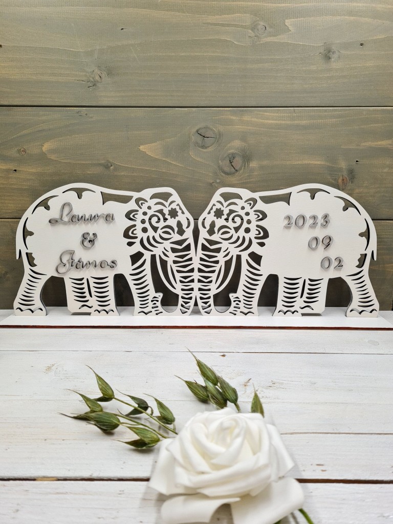 Elefántok esküvői asztaldísz