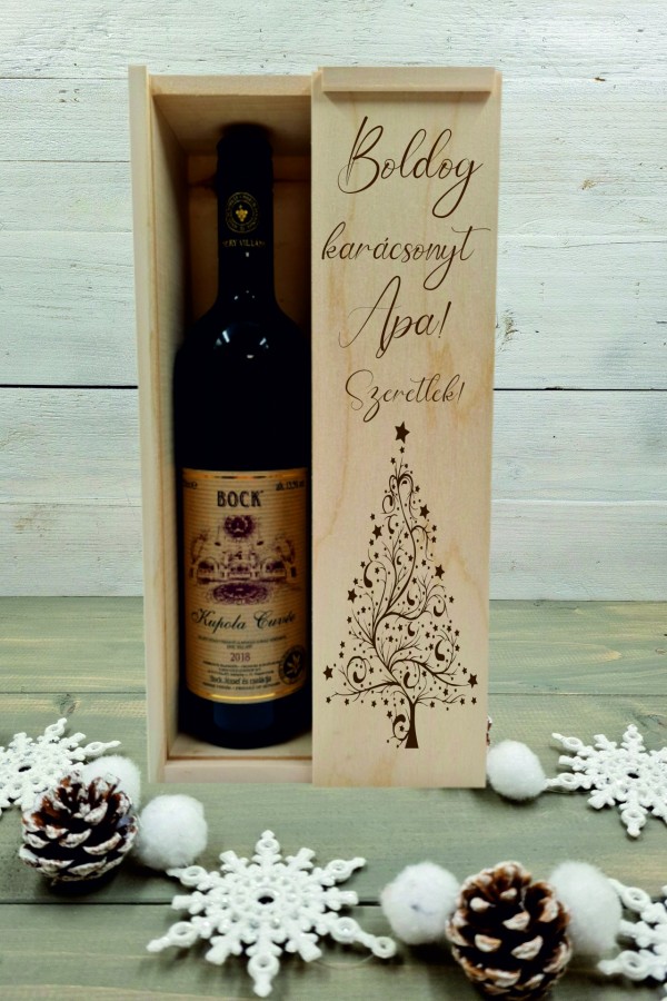 Csillagfa boros ajándék doboz karácsonyra