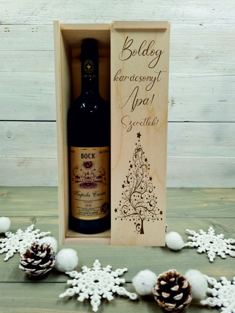 Csillagfa boros ajándék doboz karácsonyra